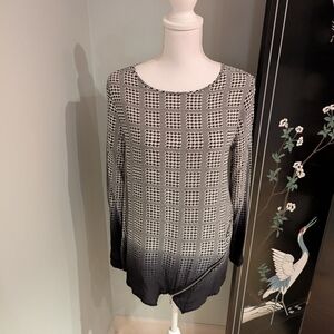 Dora Landa Wms Medium Silk Sherlock Ombre Blouse Asymmetrical Zipper LongSLV 128